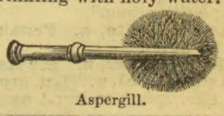 A long-handled brush with a large round, bristly head.