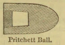 A cutaway view of a Pritchett ball, showing its hollow interior and layered construction.
