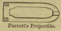 A cutaway illustration of a Parrott projectile.