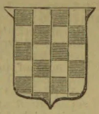 A shield divided into a grid of alternating shaded and unshaded squares.