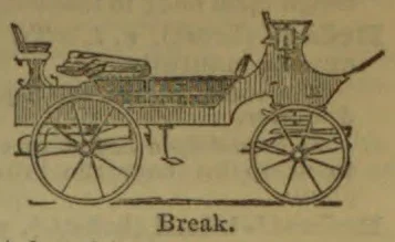 An illustration of a horse-drawn carriage called a break.