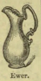 An ornate handled ewer with a narrow neck and rounded body.
