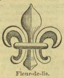 An ornamental fleur-de-lis design with a central vertical flower and curled side elements.