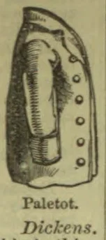 An illustration of a buttoned paletot coat, shown from the front.