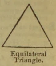 An outline drawing of an equilateral triangle.
