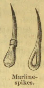 Two marline-spikes are shown, one with a rounded handle and one with a looped handle.