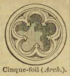 A circular architectural ornament with a five-lobed cinquefoil design.