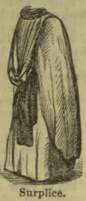 A long, loose ecclesiastical garment with wide sleeves is shown hanging upright.