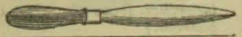 An elongated brush-like tool with a dark bristled end, a central band, and a long tapering handle.