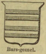 A shield bearing four pairs of narrow horizontal bars.