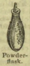 An old-fashioned powder flask with a narrow neck and stopper.