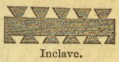 A horizontal crosshatched band with alternating triangular projections and notches along its upper and lower edges.