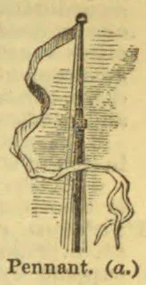 A long, narrow pennant is attached to a vertical pole.