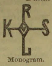 A monogram with the letters R, K, S, and L arranged around a central diamond.