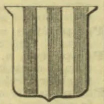 A shield-shaped field divided into alternating vertical dark and light stripes.