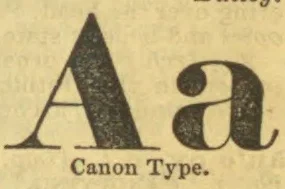 A large uppercase A and lowercase a are shown as examples of Canon type.