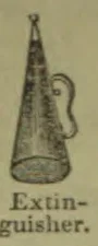 An illustration of a cone-shaped fire extinguisher with a side handle.