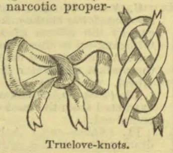 The illustration shows two examples of decorative true-love knots.