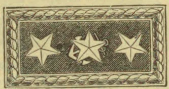 An ornamental rectangular panel containing three five-pointed stars, with the center star overlapping a decorative motif.