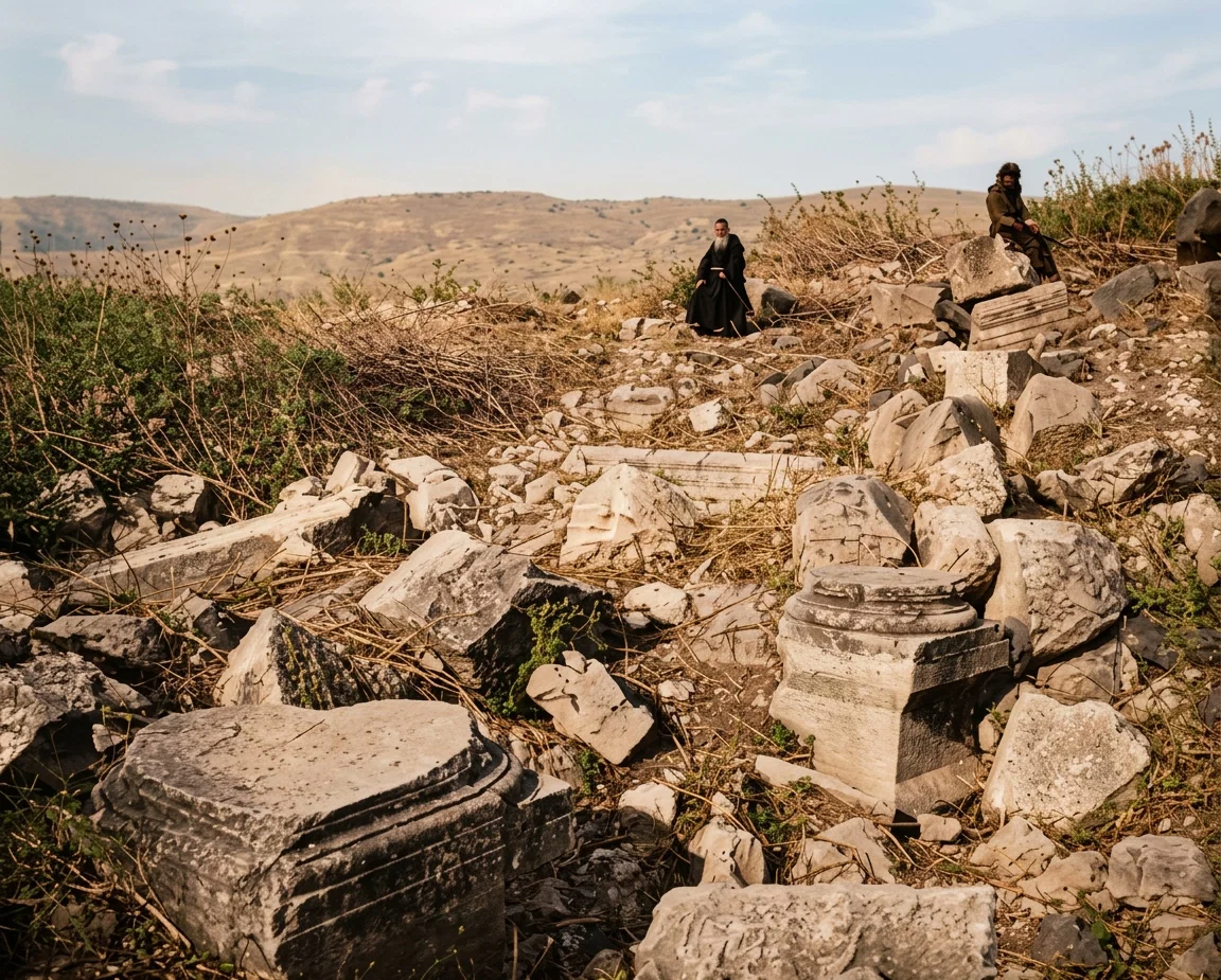 RUINS OF CAPERNAUM.
“And thou, Capernaum, which art exalted unto heaven, shalt be brought down to hell; for if the mighty works, which have been done in thee, had been done in Sodom, it would have remained until this day.”