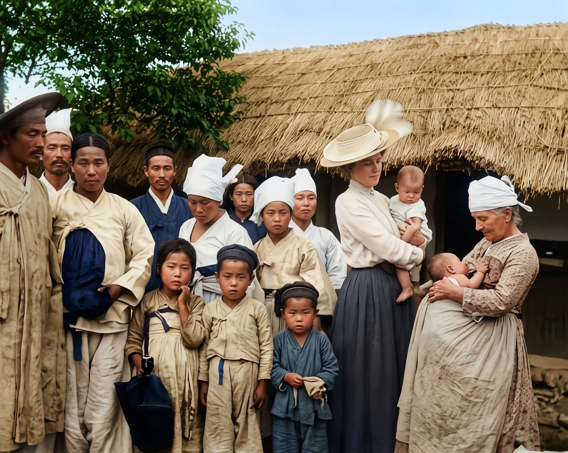 SOONAN DISPENSARY BUILDING WITH PATIENTS WAITING TO SEE THE DOCTOR