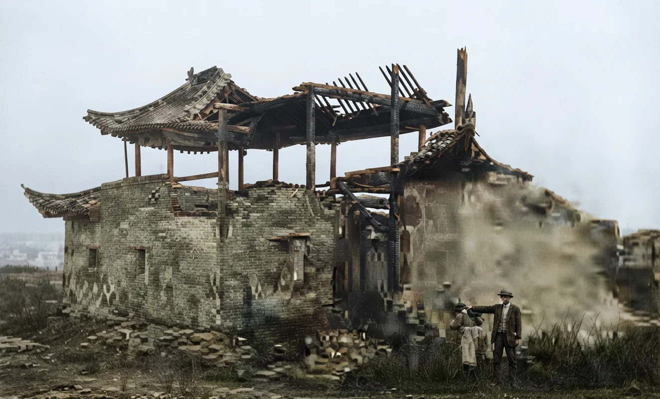 Top of the Taiping Gate, Nanking, which was bombarded and nearly destroyed by the Revolutionist soldiers