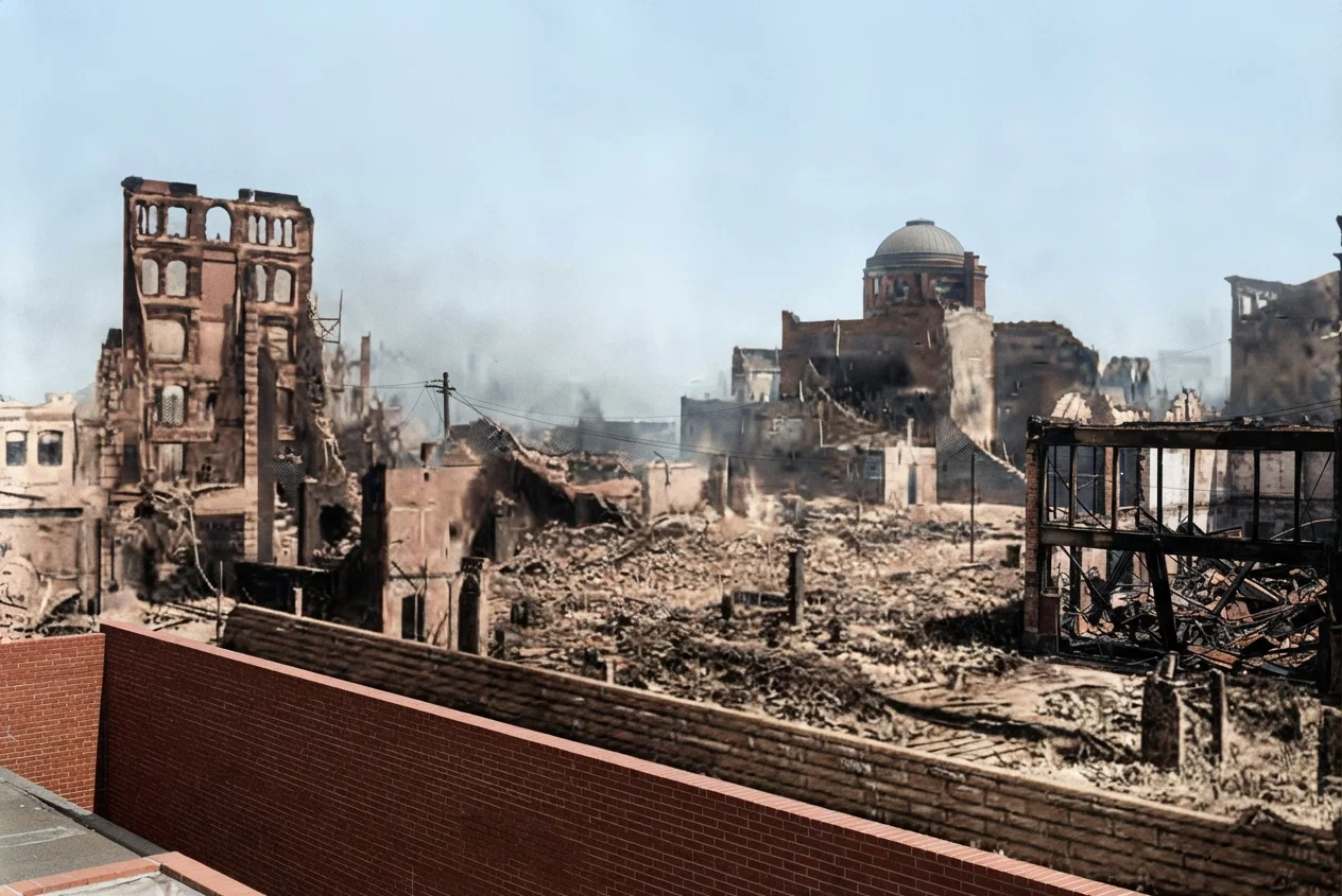 Looking from the Post Office, Seventh and Mission Streets, San Francisco, northward, after the fire.