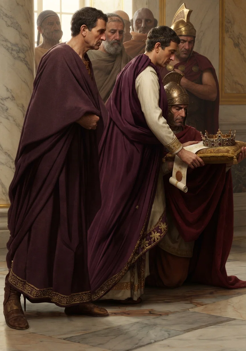 Yielding the crown of Western Rome to Odoacer