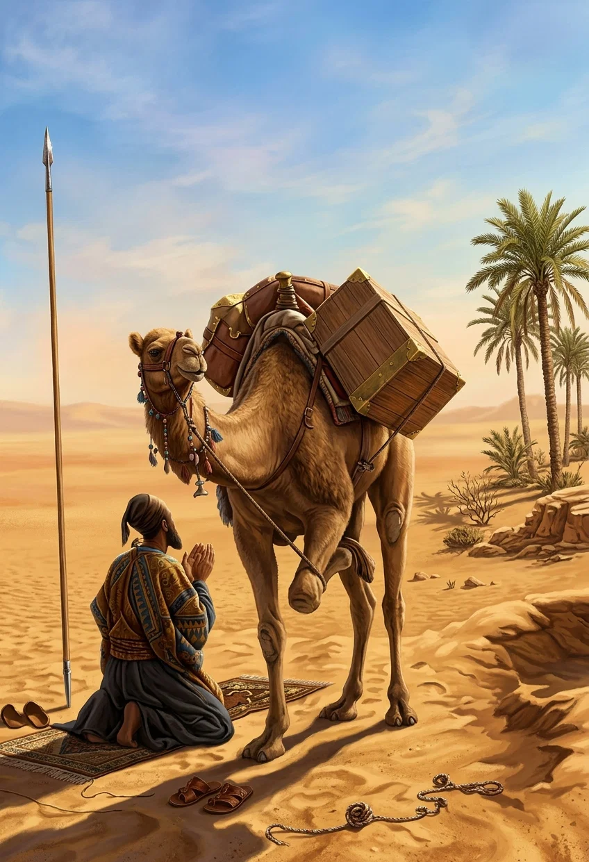 Egyptian Traveler Halted for Worship.