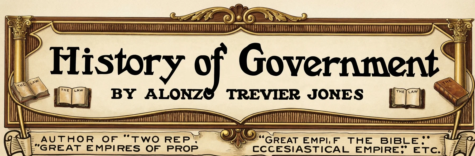 History of Government BY ALONZO TREVIER JONES AUTHOR OF "TWO REPUBLICS," "EMPIRES OF THE BIBLE," "GREAT EMPIRES OF PROPHECY," ECCLESIASTICAL EMPIRE," ETC.