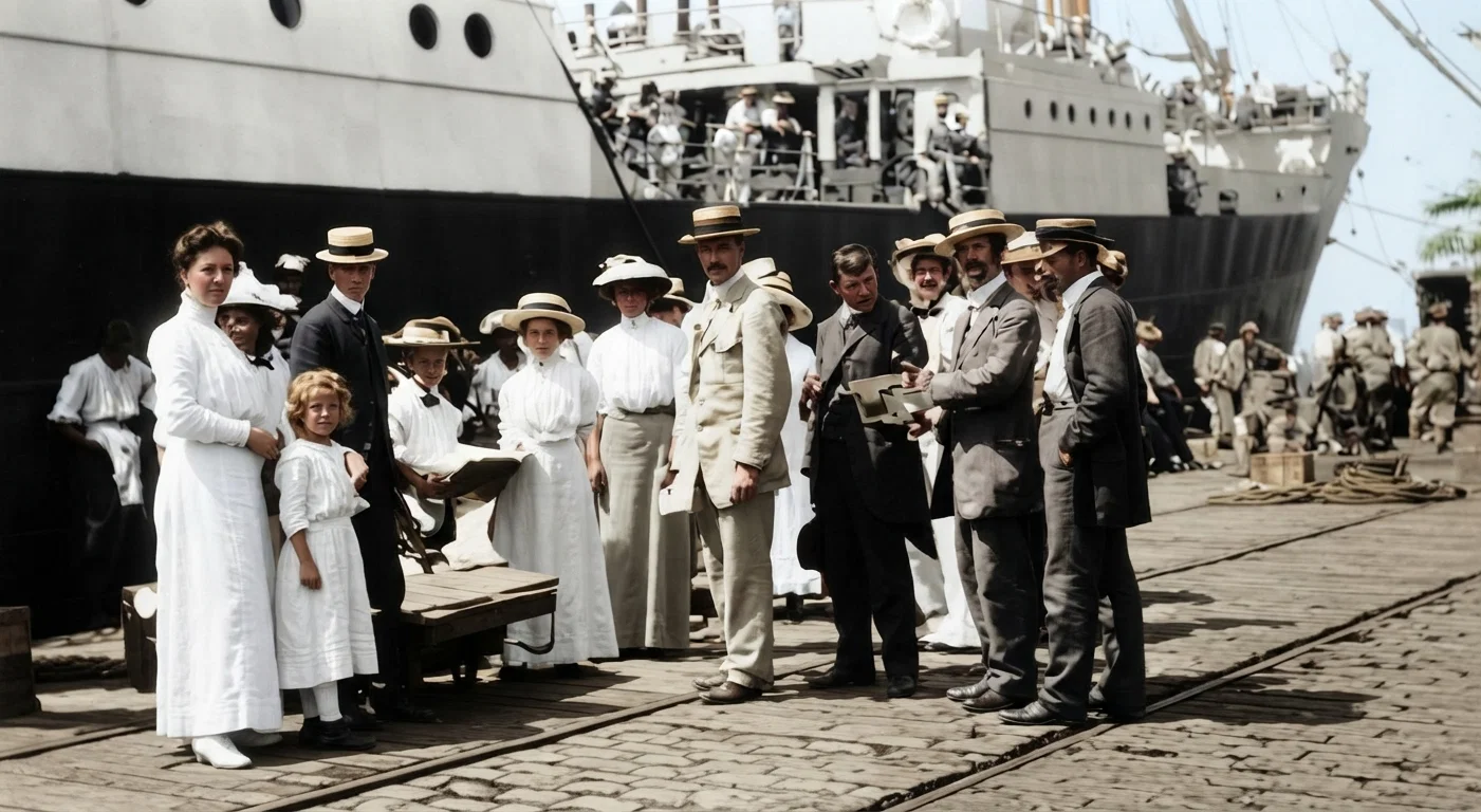 LANDING OF THE MISSIONARY RECRUITS AT SANTOS, BRAZIL