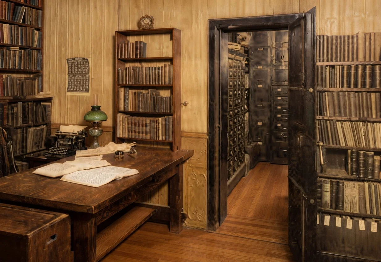 VAULT IN THE OFFICE OF MRS. E. G. WHITE, WHERE HER MANY TREASURED MANUSCRIPTS ARE KEPT