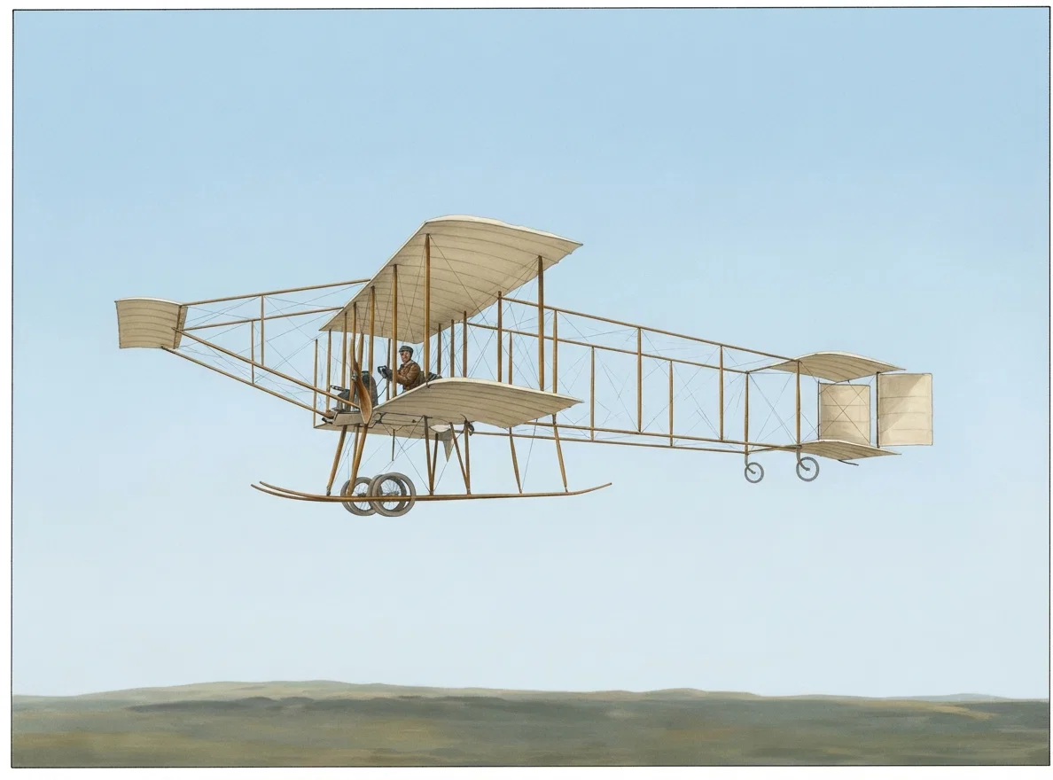 Farman, in his aeroplane, won the great prize of 50,000 francs.