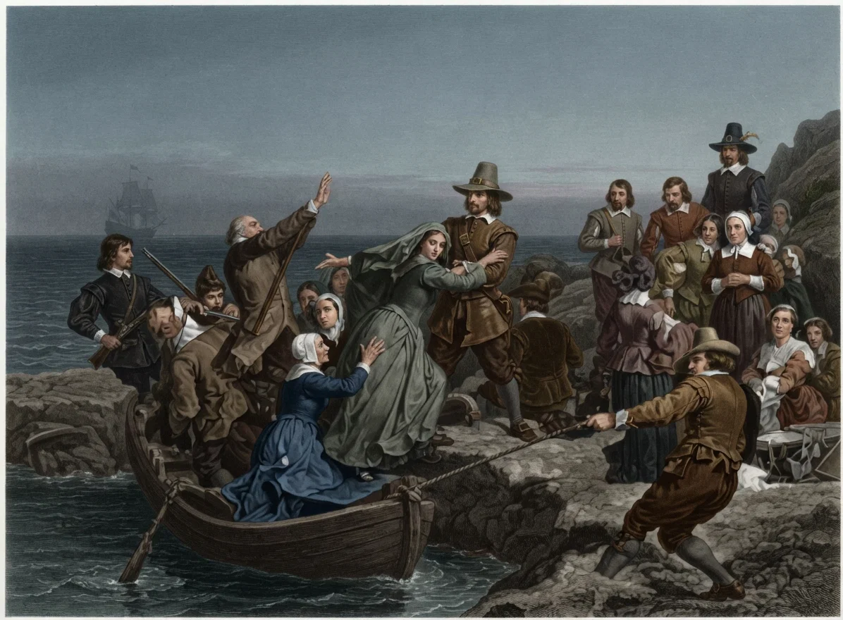 LANDING OF THE PILGRIMS AT PLYMOUTH ROCK, 1620