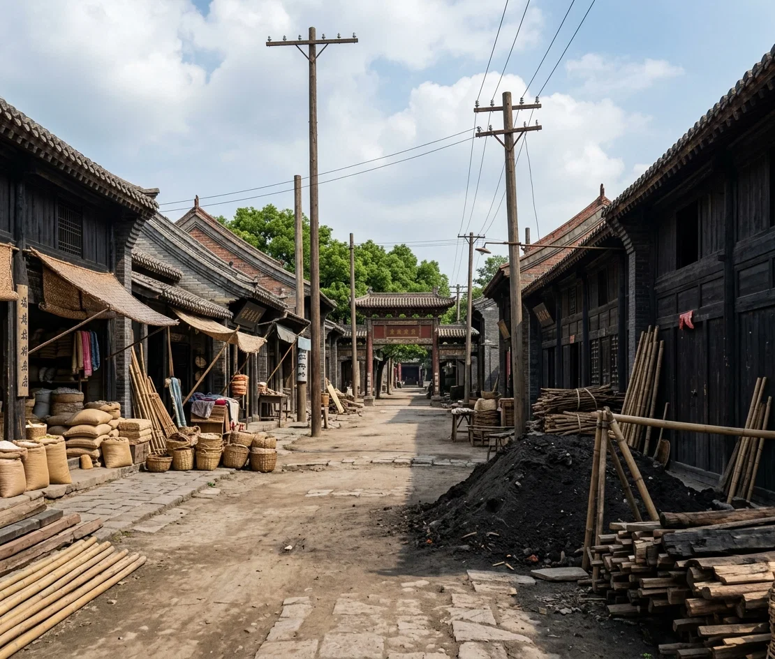 A STREET SCENE IN SHANG-TSAI HSIEN, LOOKING NORTH
FROM THE MISSION