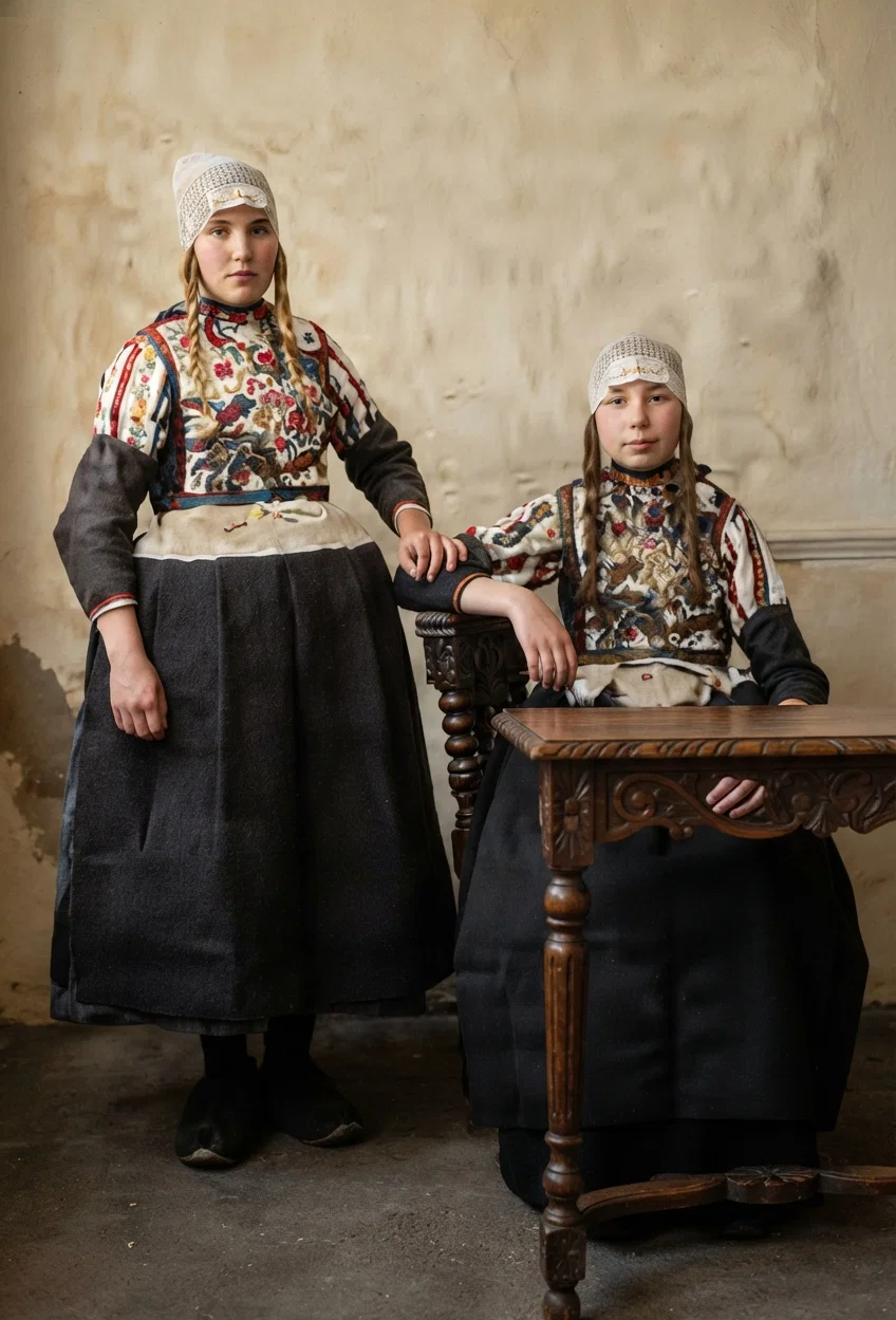 Dutch Peasant Girls, Isle of Marken.