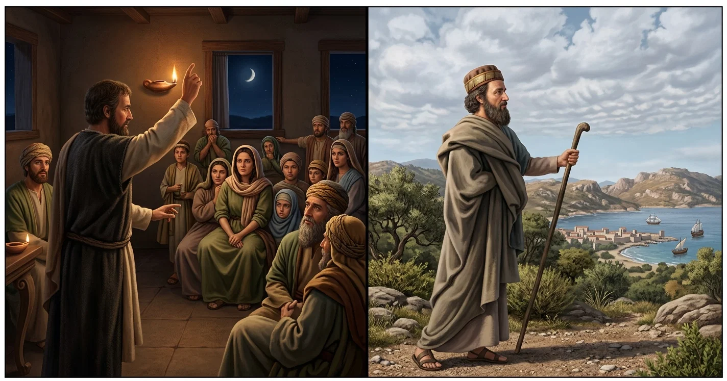 Paul Preached . . . till Midnight" "Ready to Depart on the Morrow"