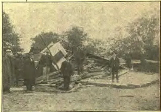 A Schoolhouse Wrecked by the Powder Explosion as It Fell on 57 Children. None Were Killed.