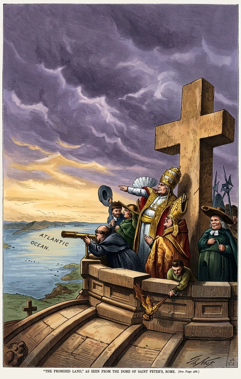 The Holy Father in his outlook from the watch-tower of the Vatican sees about him the lowering clouds of direful disaster, but away in the West there is the gleam of hope.—The Missionary (Roman Catholic), January, 1912.