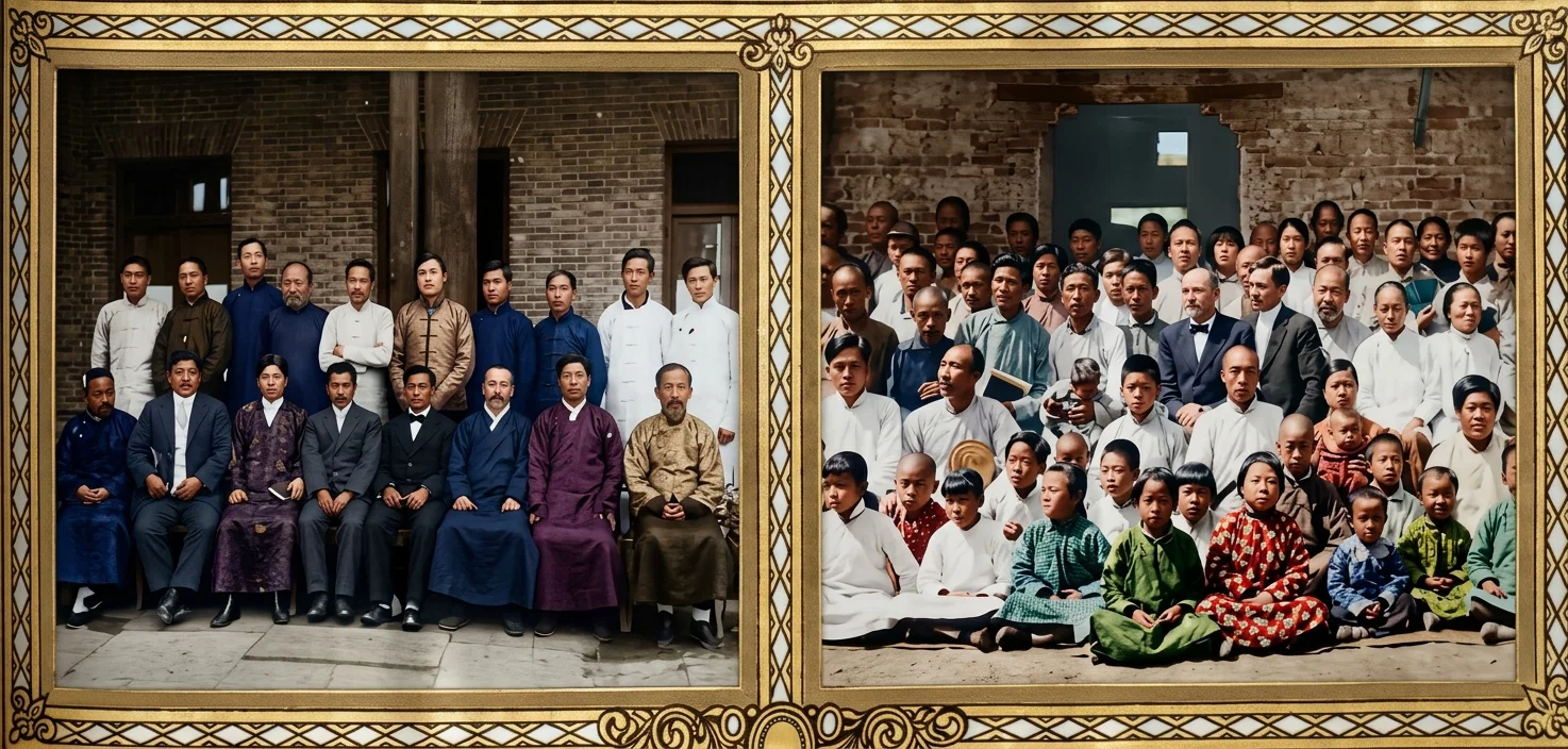 Chinese, Japanese, Korean, and Philippine Delegates Attending the Asiatic Division Conference, Shanghai, 1915
Native Church Members of Anhui Mission at Yingshang, Pastors O. A. Hall and H. J. Doolittle in Center