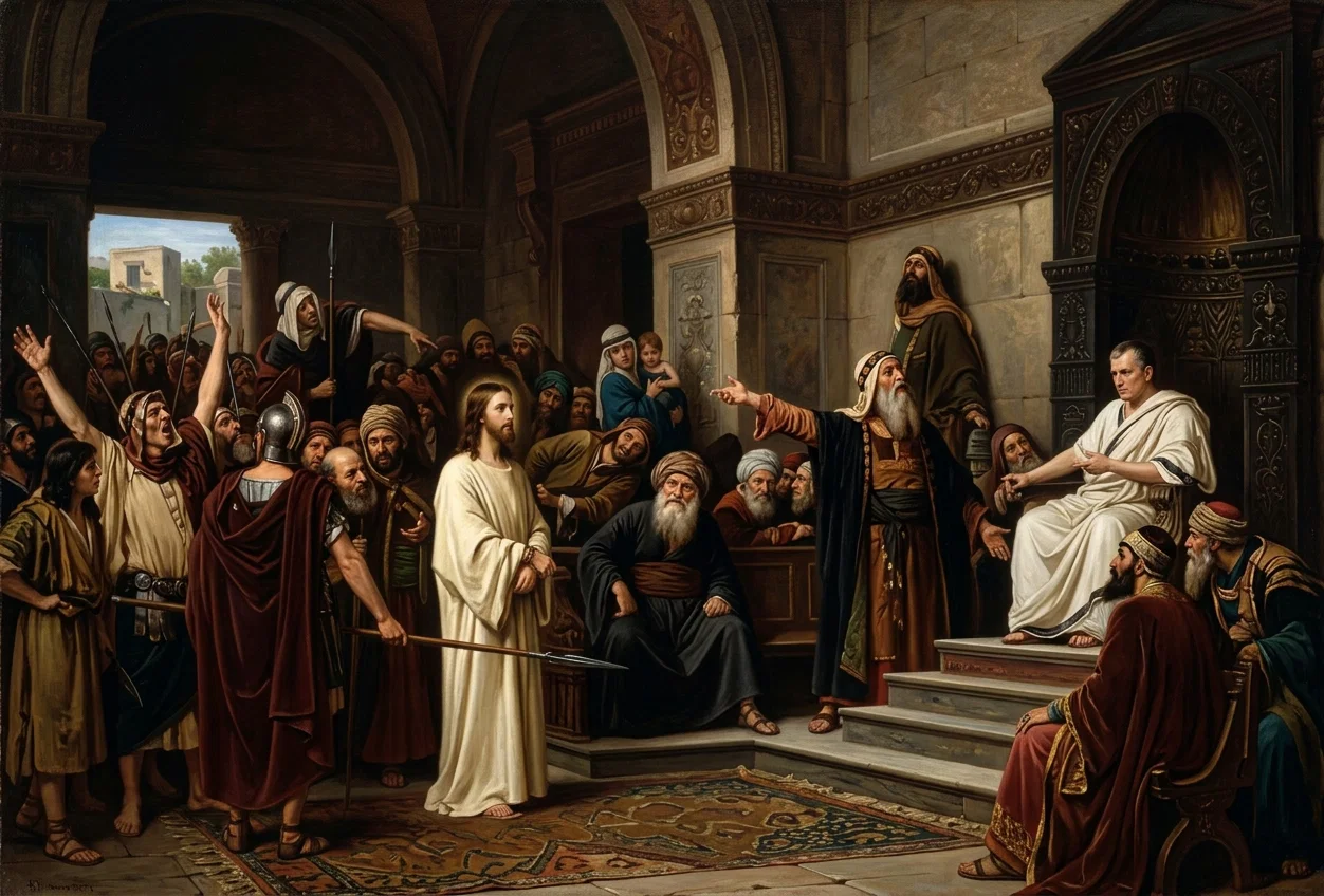 From Munkacsy's Celebrated Painting. CHRIST BEFORE PILATE. From “Bible Readings.”