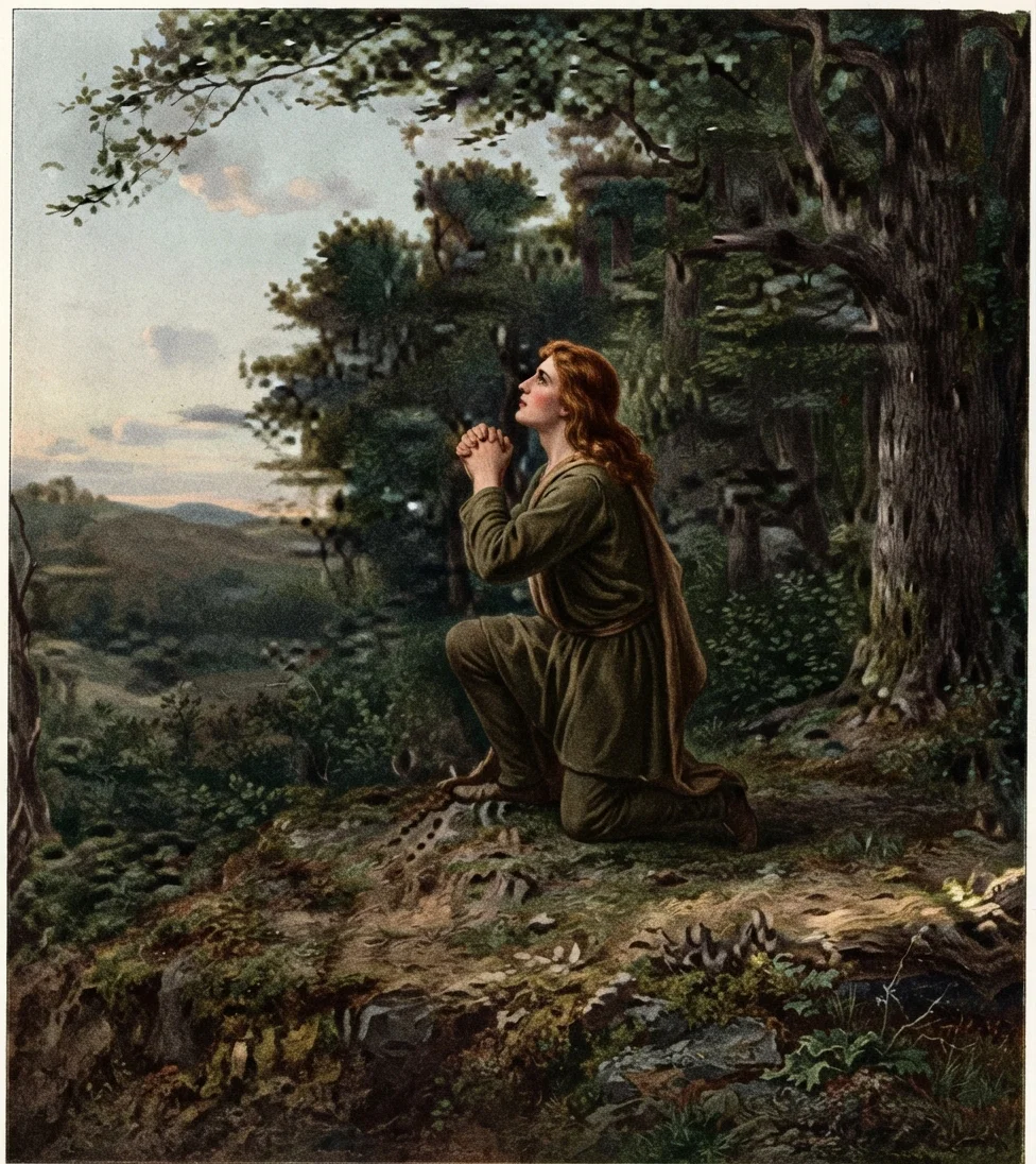 "Amid the trees of the forest."