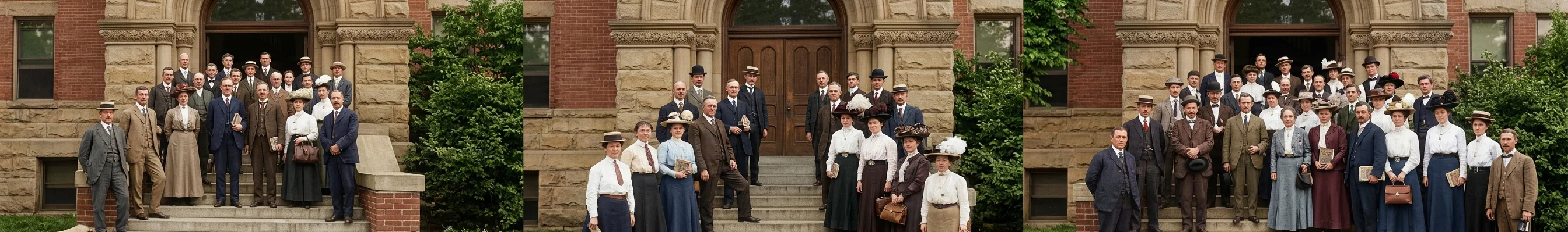 Photograph taken on the front steps of the Foreign Mission Seminary, Takoma Park, Washington, D. C., Sunday afternoon, June 6, 1909, the last day of the General Conference. These forty-seven agents, hastily called together by the manager of our periodical department, have now scattered to various parts of the United States. Their efforts during the next few weeks will doubtless result in the sale of hundreds of thousands of our ten-cent magazines. For further information see explanatory item on this page.