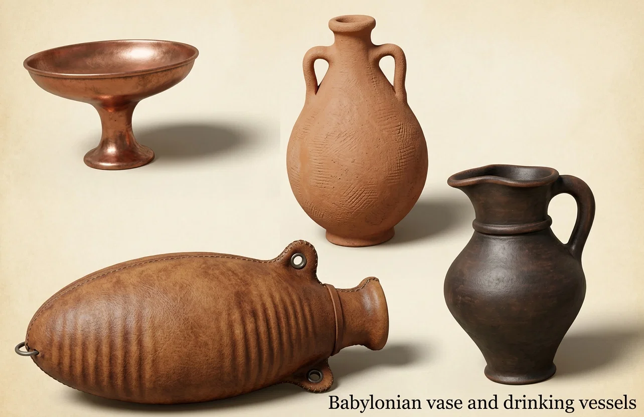 Babylonian vase and drinking vessels