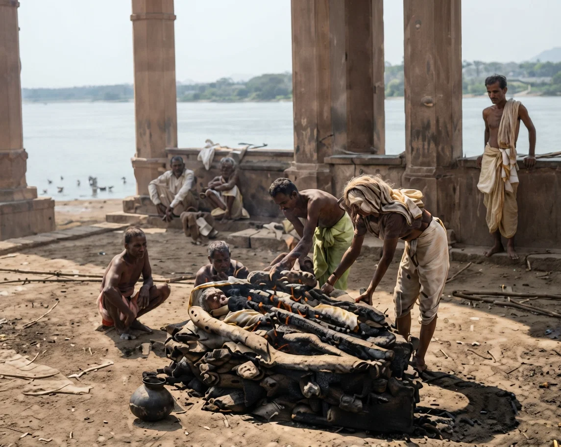 A burning ghat, India