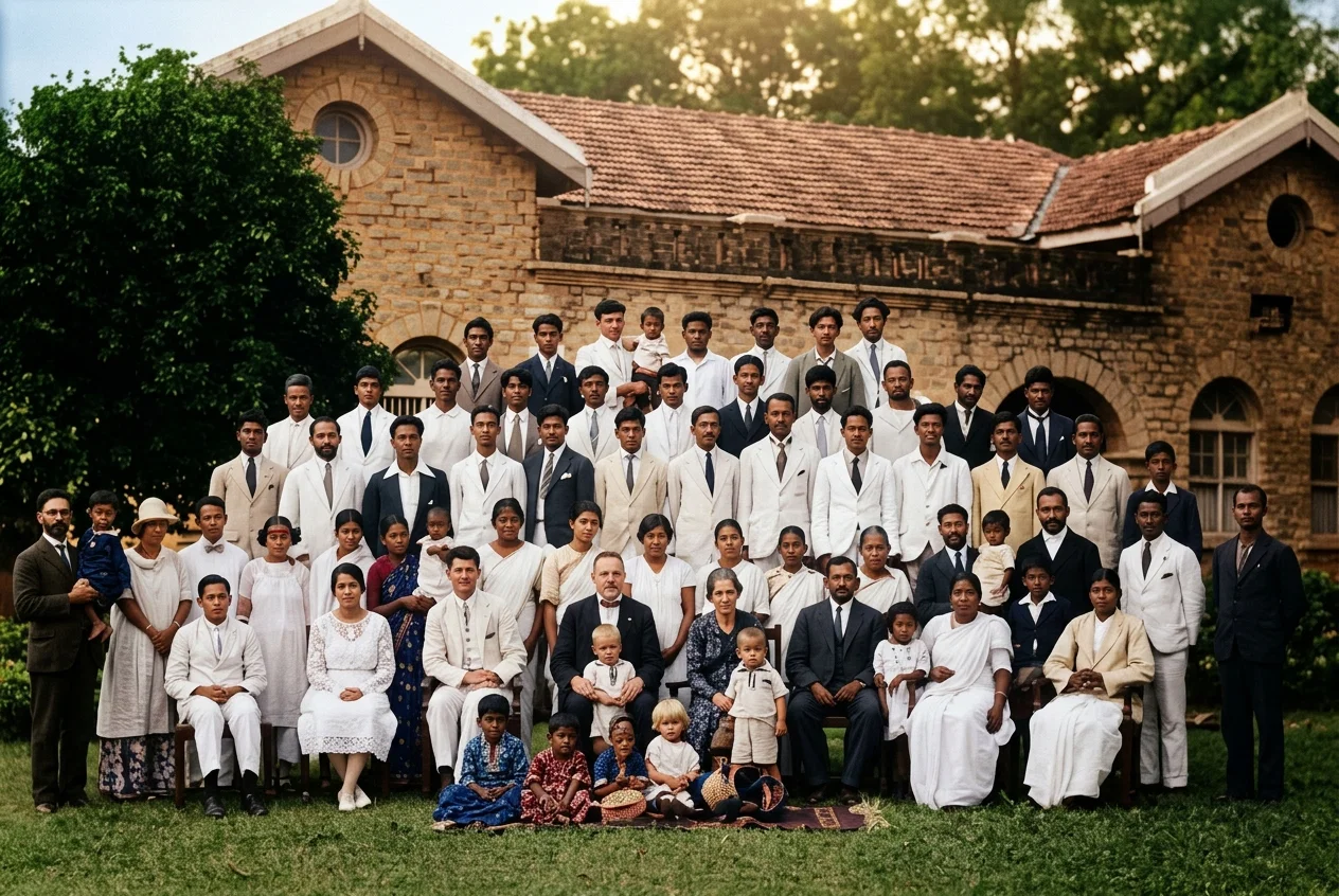 A view of the students and teachers of the South India Training School