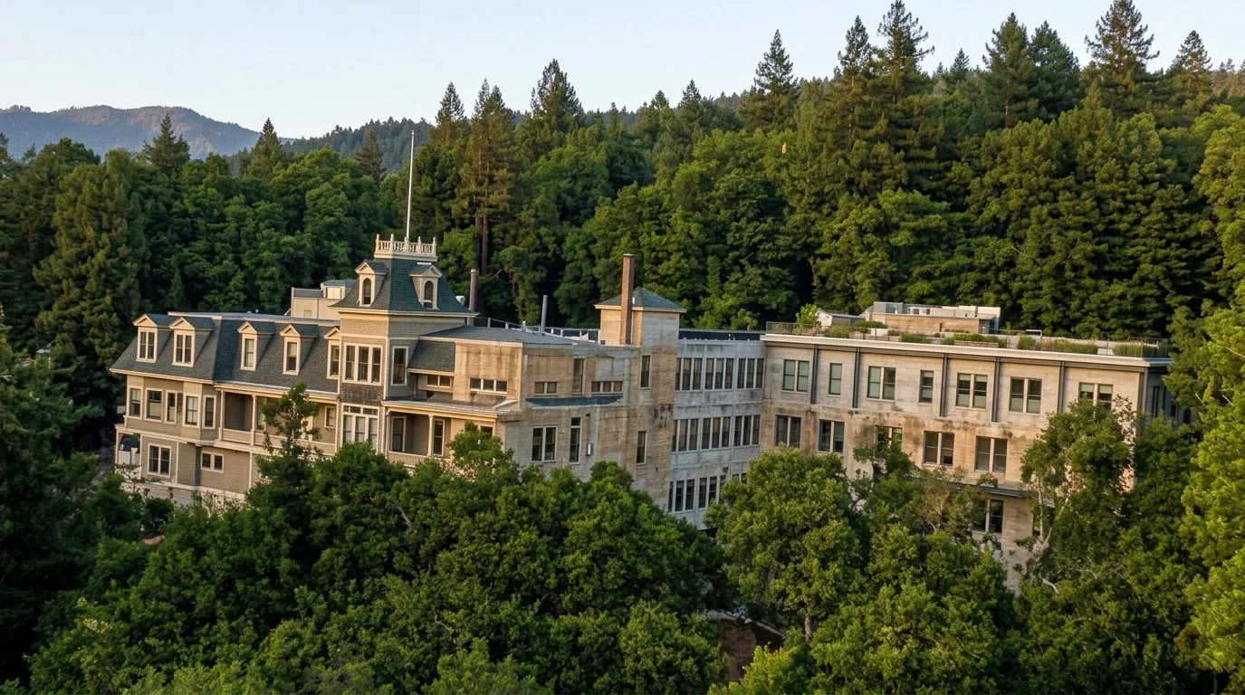SAINT HELENA SANITARIUM, SHOWING NEW ADDITION ON THE RIGHT