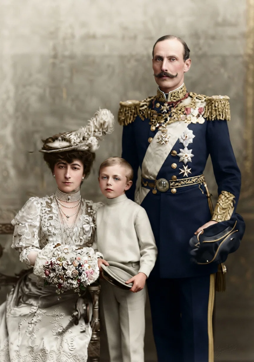 The King and Queen of Norway, and Prince Olaf.