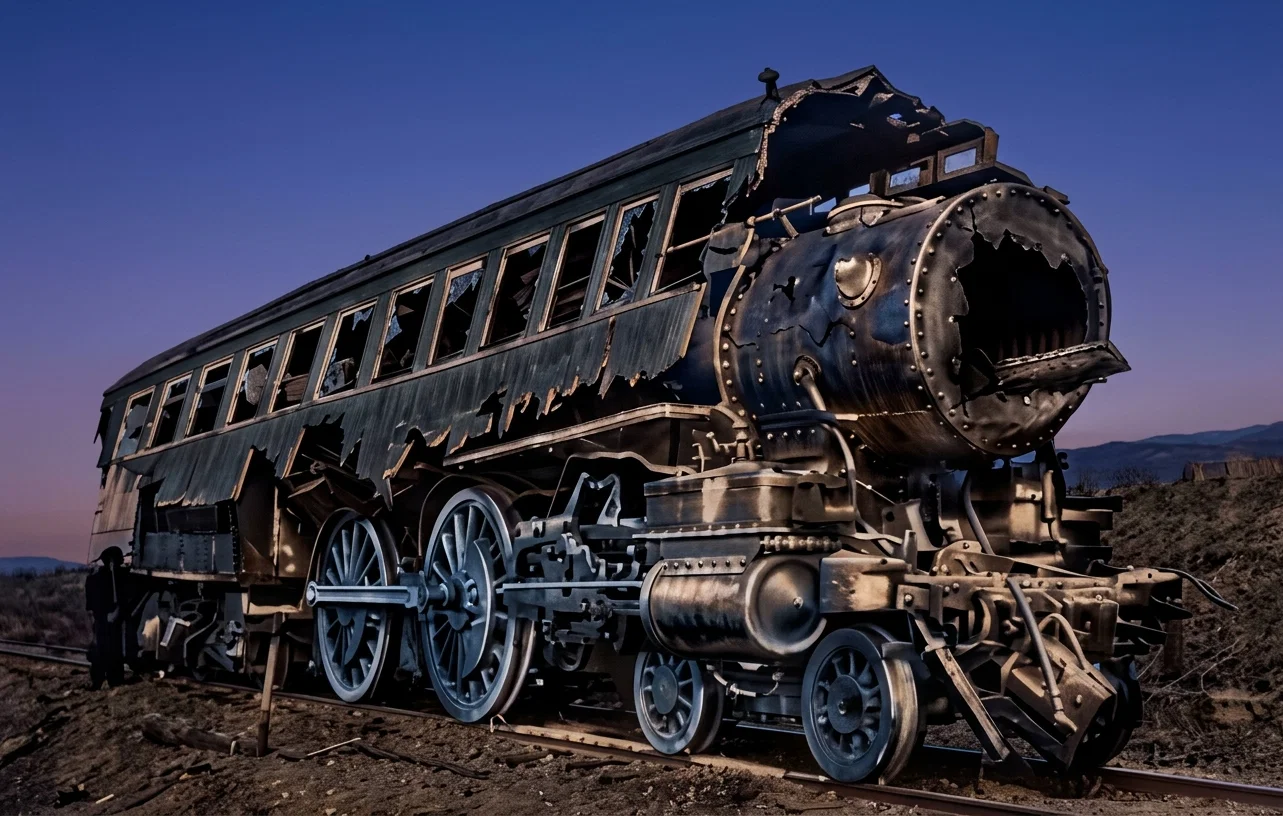 From a photograph of a train wreck on the Southern Pacific near Byron, Cal., the night of December 20. See note on last page.