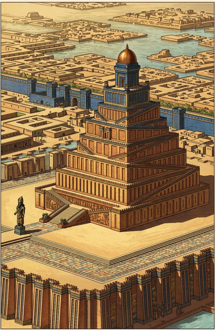 The Tower as It Probably Existed. Restored by Perrot and Chipiez.